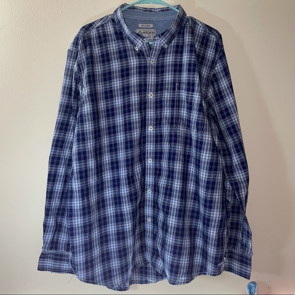 American Rag Top Button Down Flannel Pinstripe plaid Farmcore long sleeve shirt
